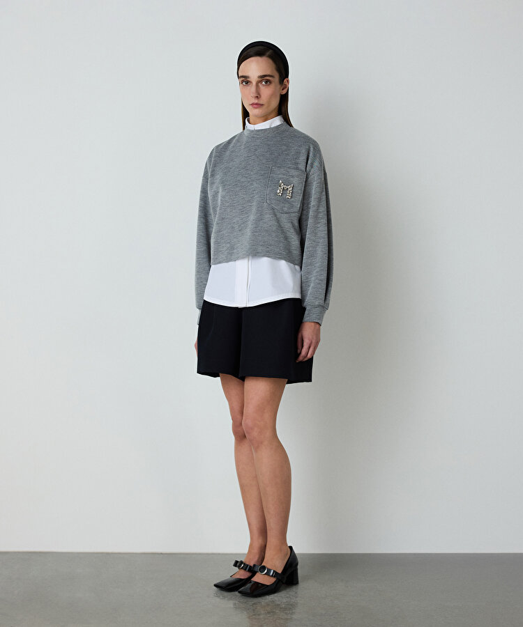 İşlemeli sweatshirt