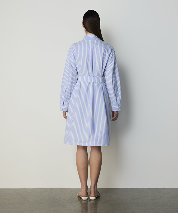 KUŞAKLI POPLİN ELBİSE