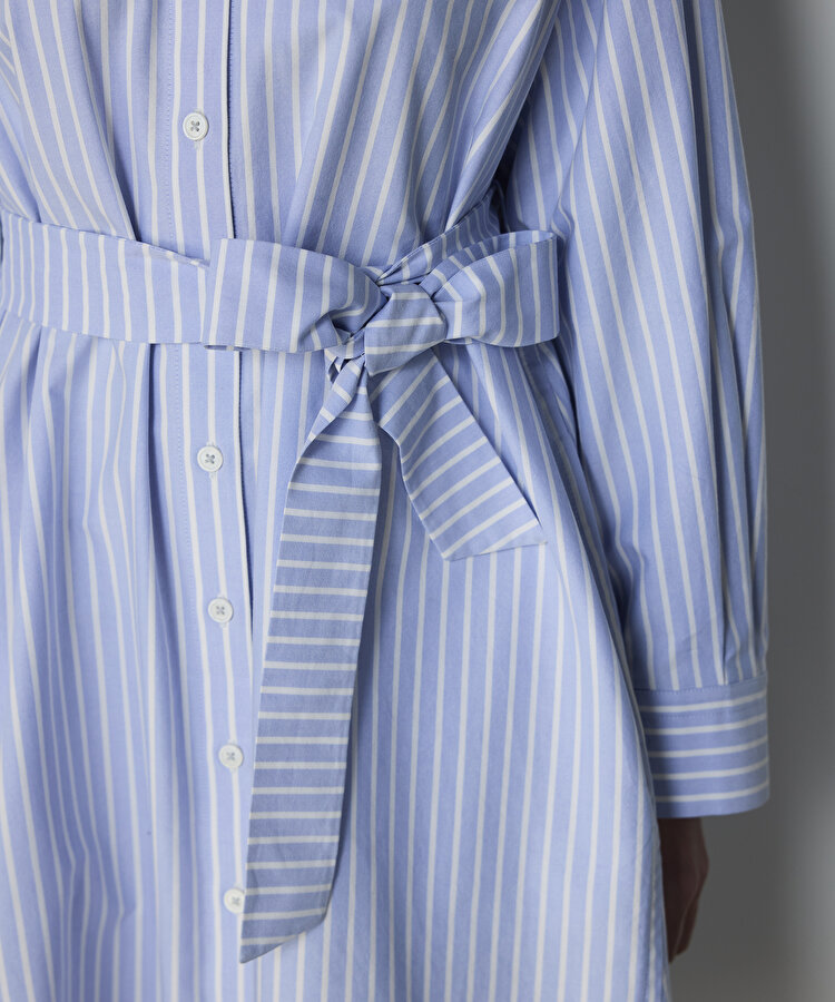 KUŞAKLI POPLİN ELBİSE