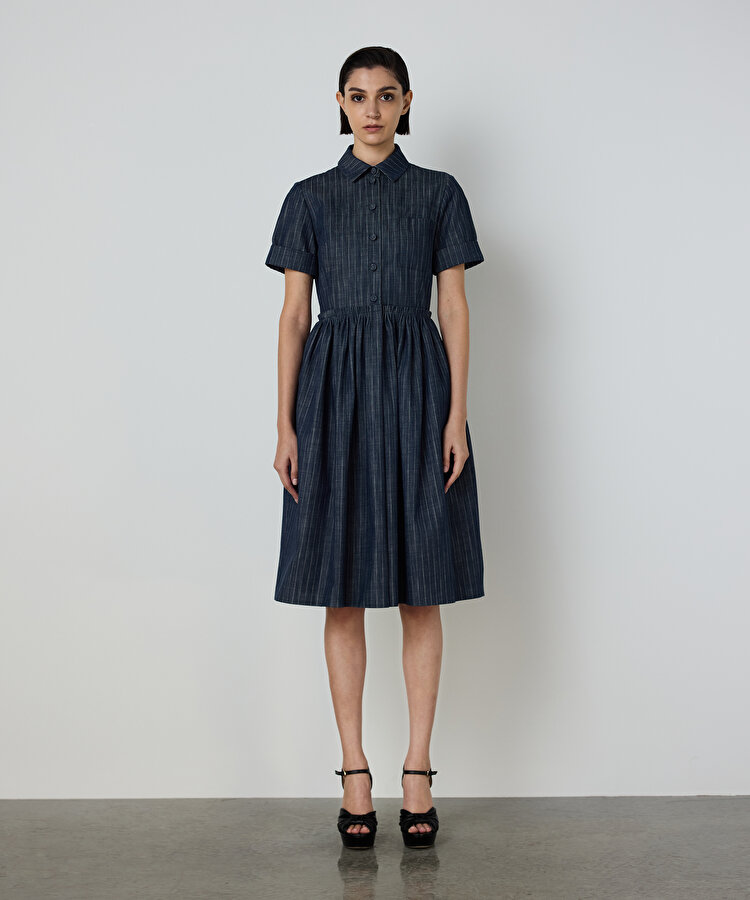 ÇİZGİLİ DENİM ELBİSE 