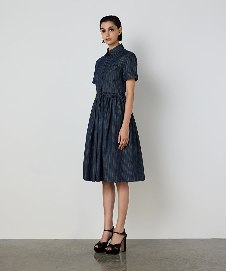 ÇİZGİLİ DENİM ELBİSE 