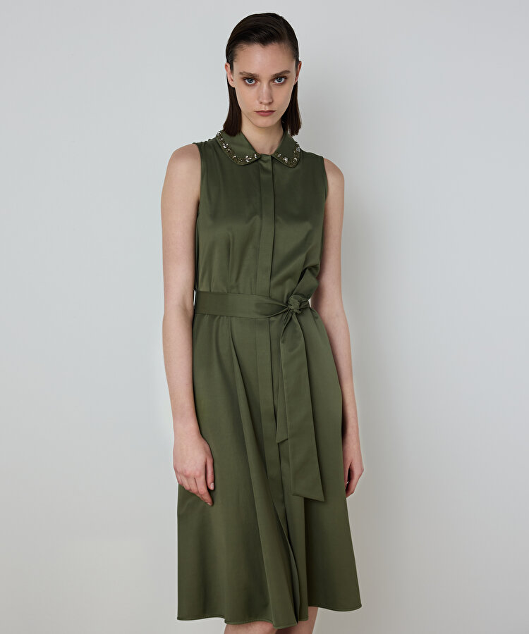 ÇİÇEK İŞLEMELİ GÖMLEK ELBİSE