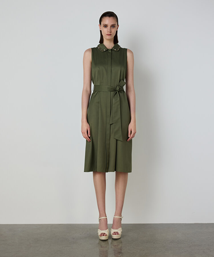 ÇİÇEK İŞLEMELİ GÖMLEK ELBİSE