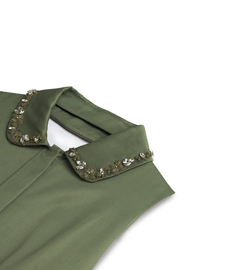 ÇİÇEK İŞLEMELİ GÖMLEK ELBİSE