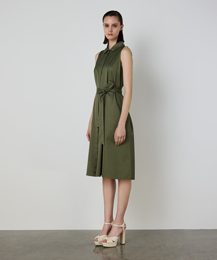 ÇİÇEK İŞLEMELİ GÖMLEK ELBİSE