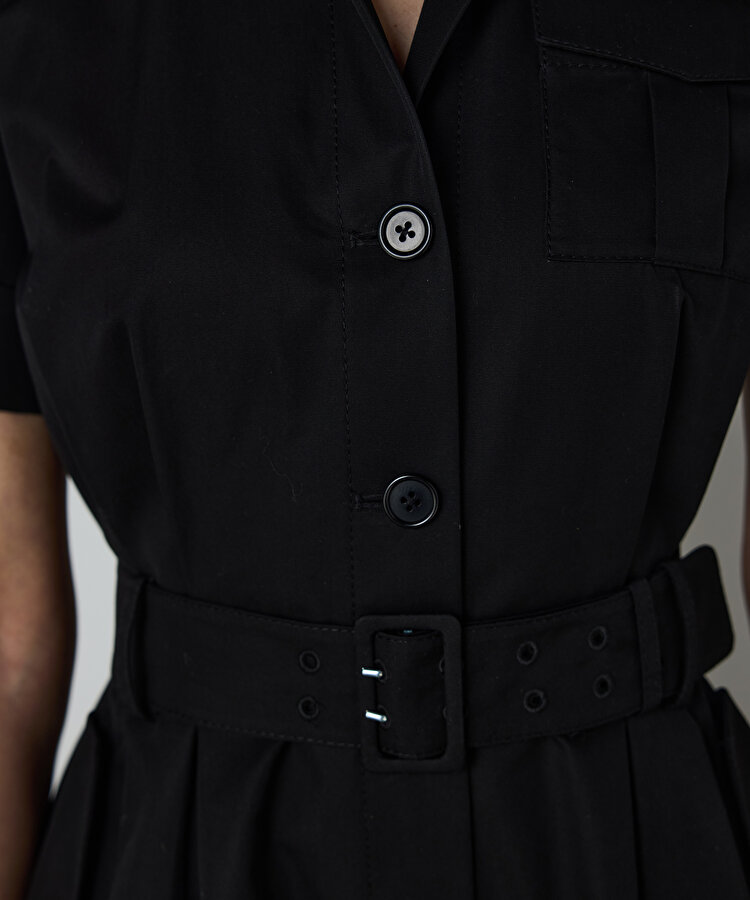 KUŞAKLI POPLİN GÖMLEK ELBİSE