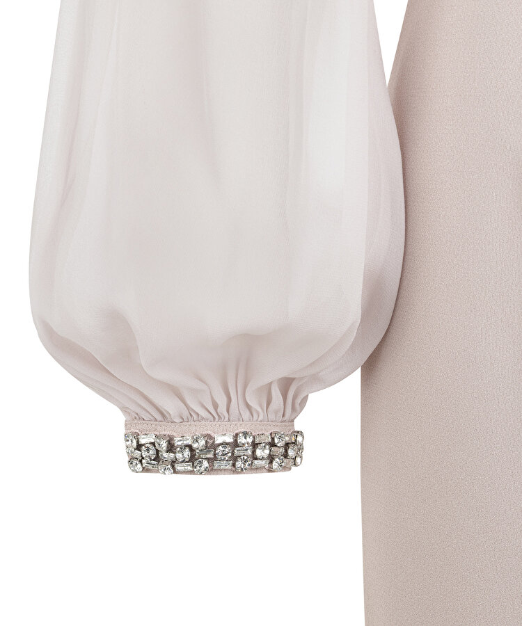 İŞLEMELİ MAKSİ ELBİSE