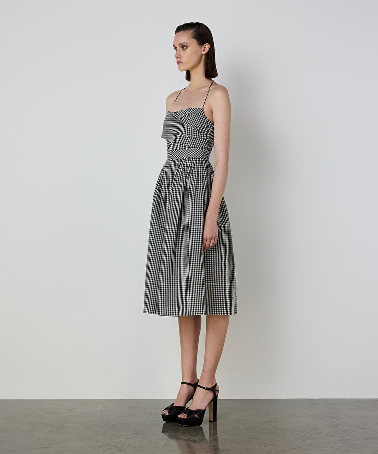 PÖTİKARE DESEN MİDİ ELBİSE