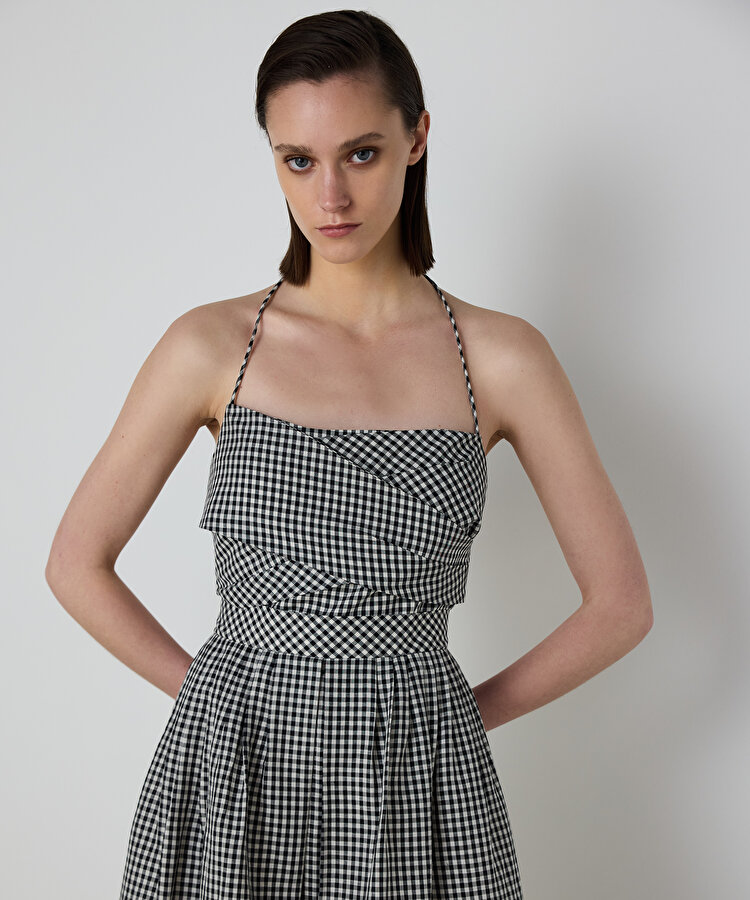 PÖTİKARE DESEN MİDİ ELBİSE