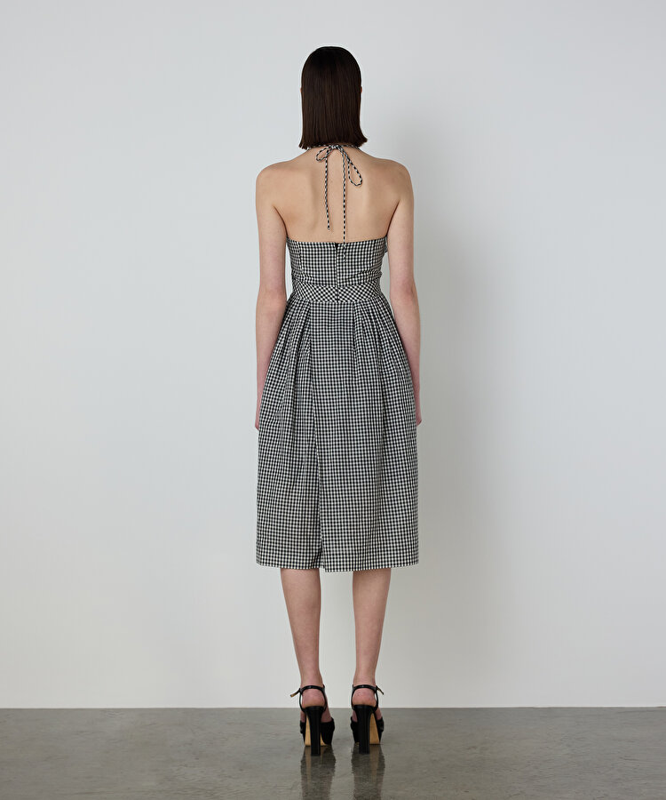 PÖTİKARE DESEN MİDİ ELBİSE