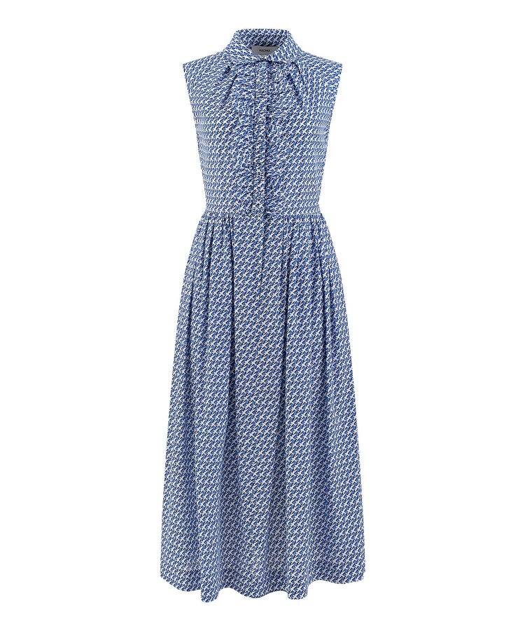 KUŞ DESENLİ POPLİN ELBİSE