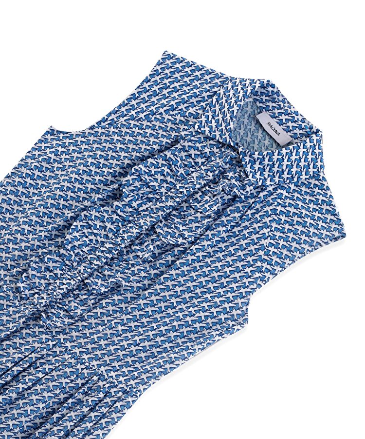 KUŞ DESENLİ POPLİN ELBİSE