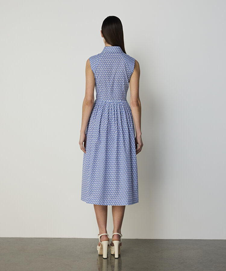 KUŞ DESENLİ POPLİN ELBİSE