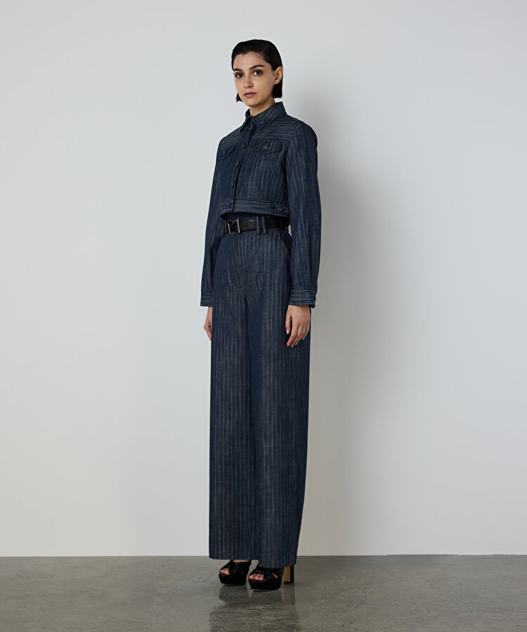 ÇİZGİLİ DENİM PANTOLON