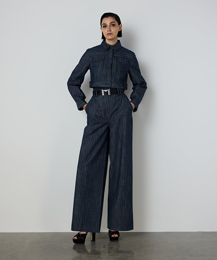 ÇİZGİLİ DENİM PANTOLON