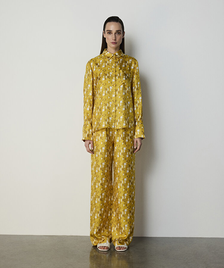 GEOMETRİK DESEN İPEK PANTOLON