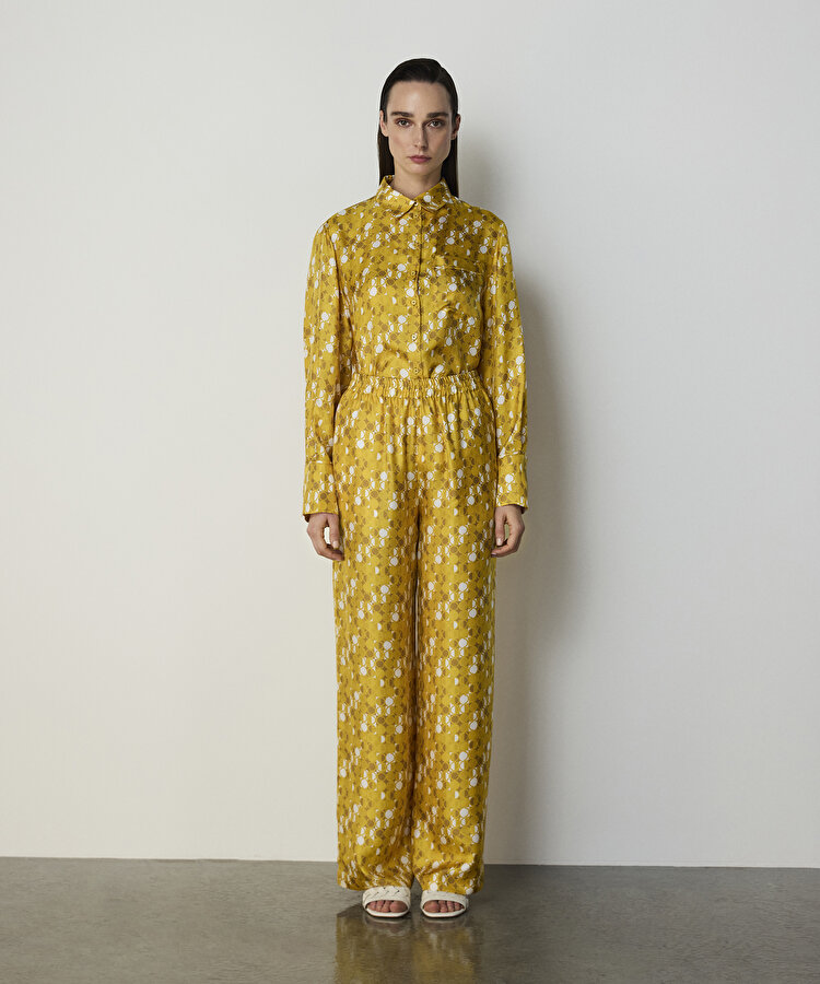 GEOMETRİK DESEN İPEK PANTOLON