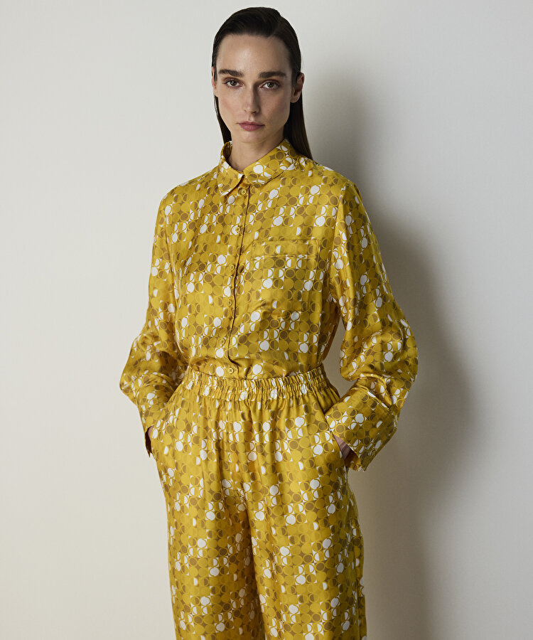 GEOMETRİK DESEN İPEK PANTOLON