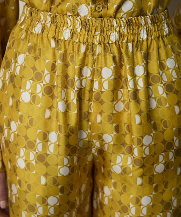 GEOMETRİK DESEN İPEK PANTOLON