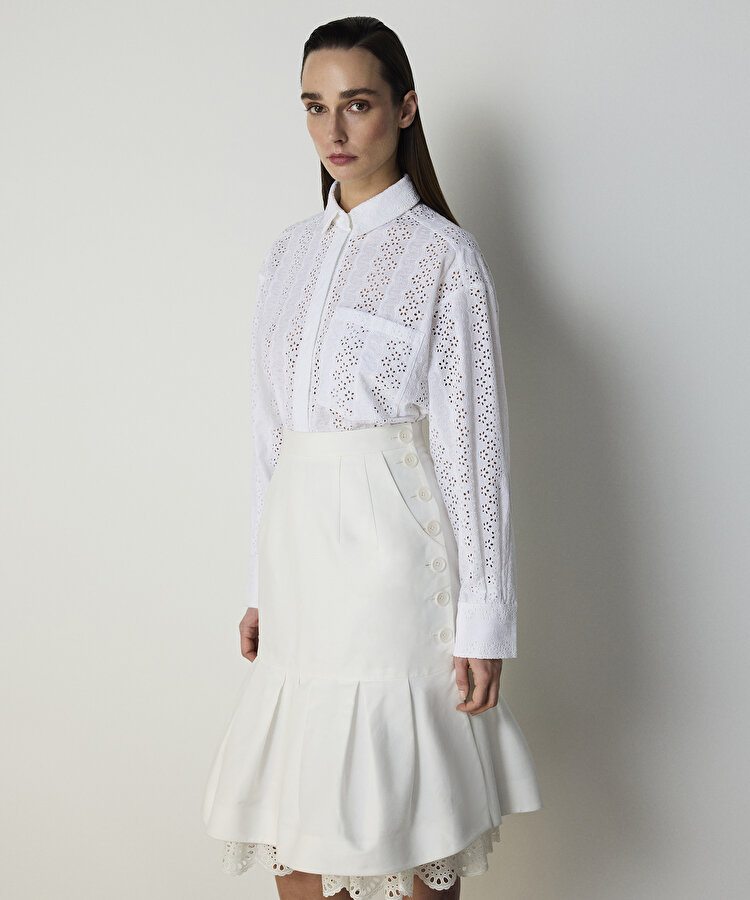 FİSTO GARNİLİ PİLELİ ETEK