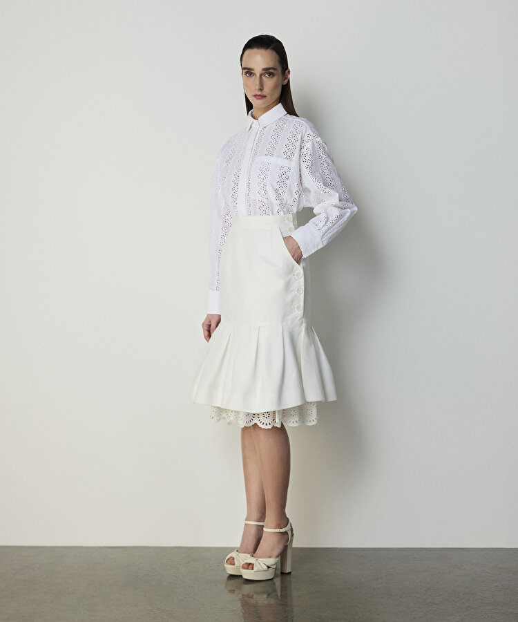 FİSTO GARNİLİ PİLELİ ETEK