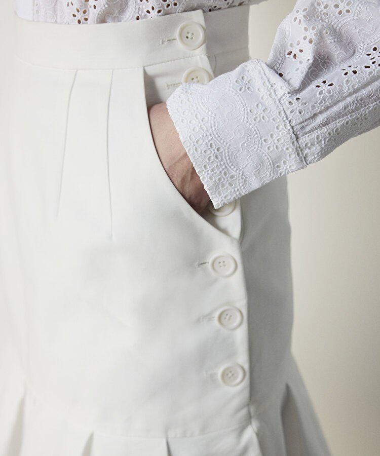 FİSTO GARNİLİ PİLELİ ETEK