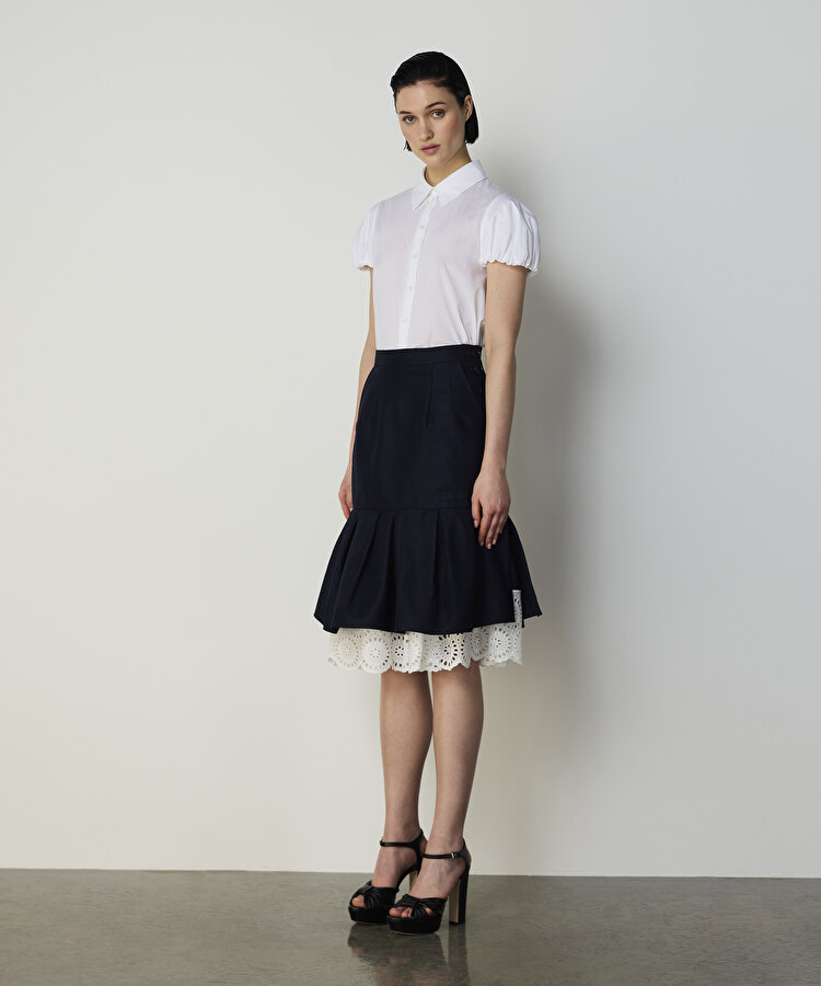 FİSTO GARNİLİ PİLELİ ETEK