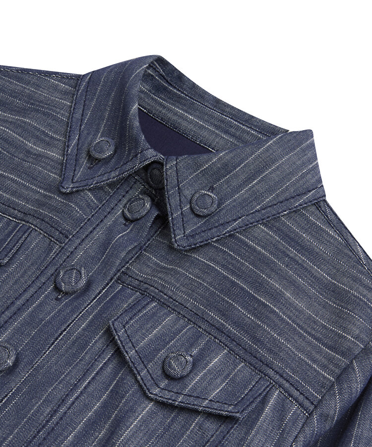 ÇİZGİLİ DENİM CEKET