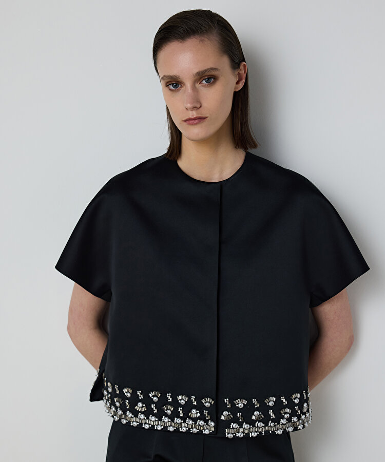 İNCİ VE STRASS TAŞ İŞLEMELİ CEKET