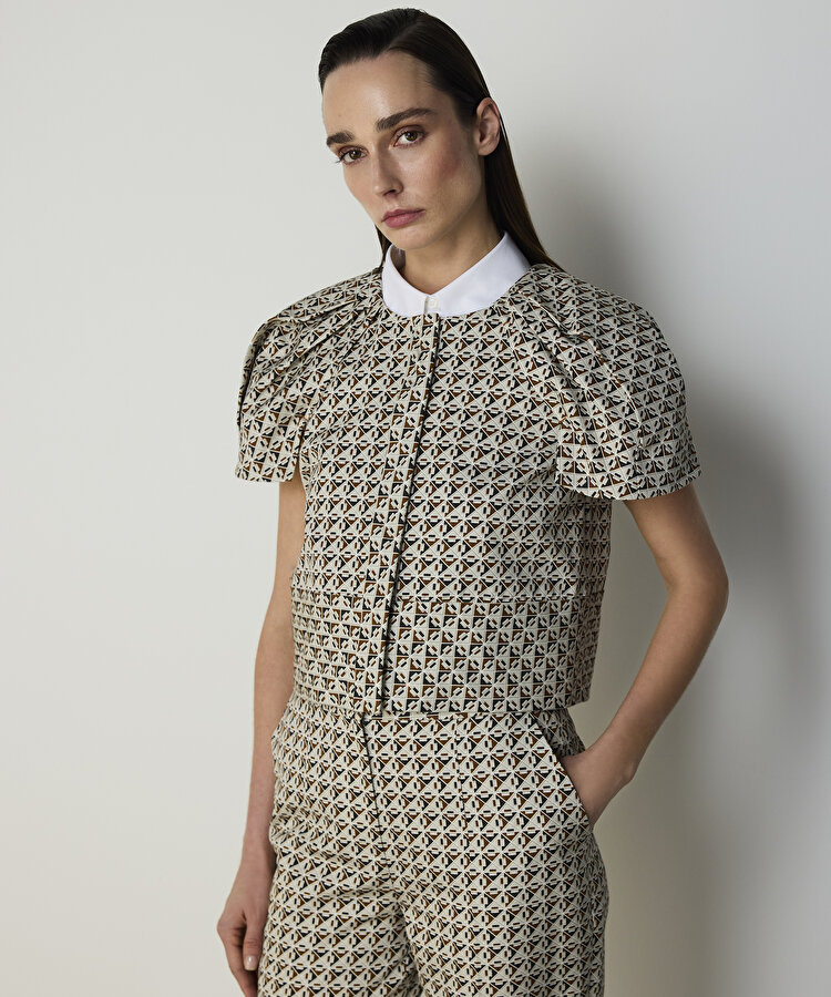 DESENLİ BALON KOL BLUZ