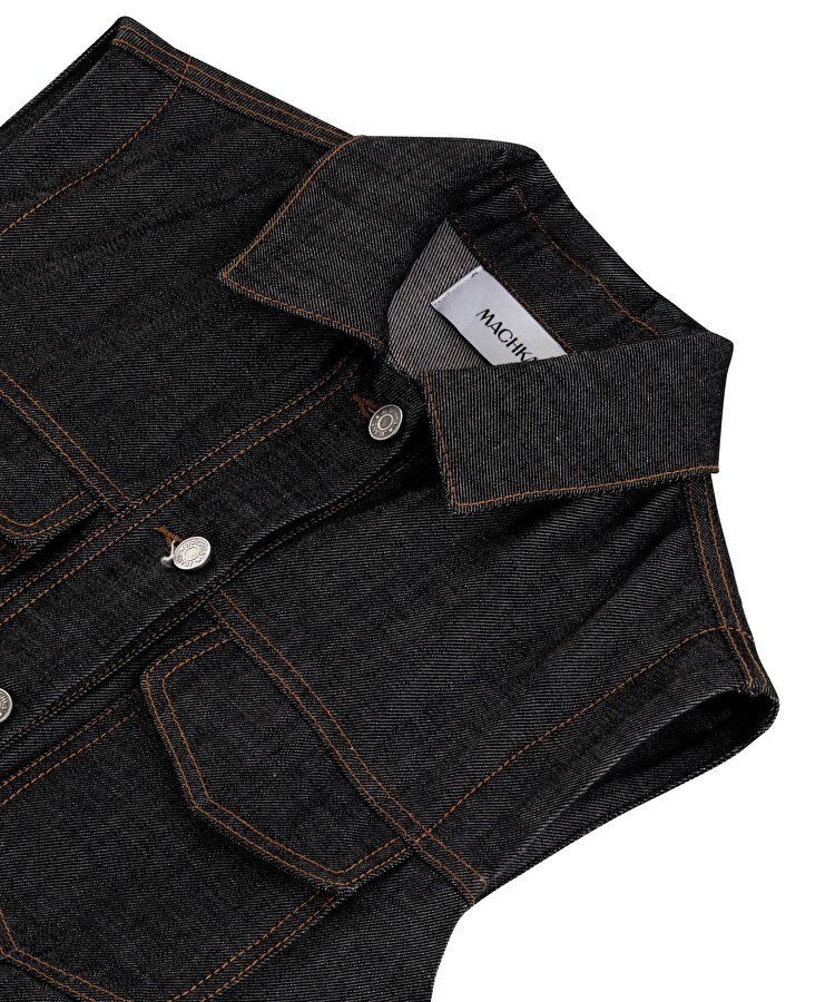 KONTRAST DİKİŞLİ DENİM YELEK