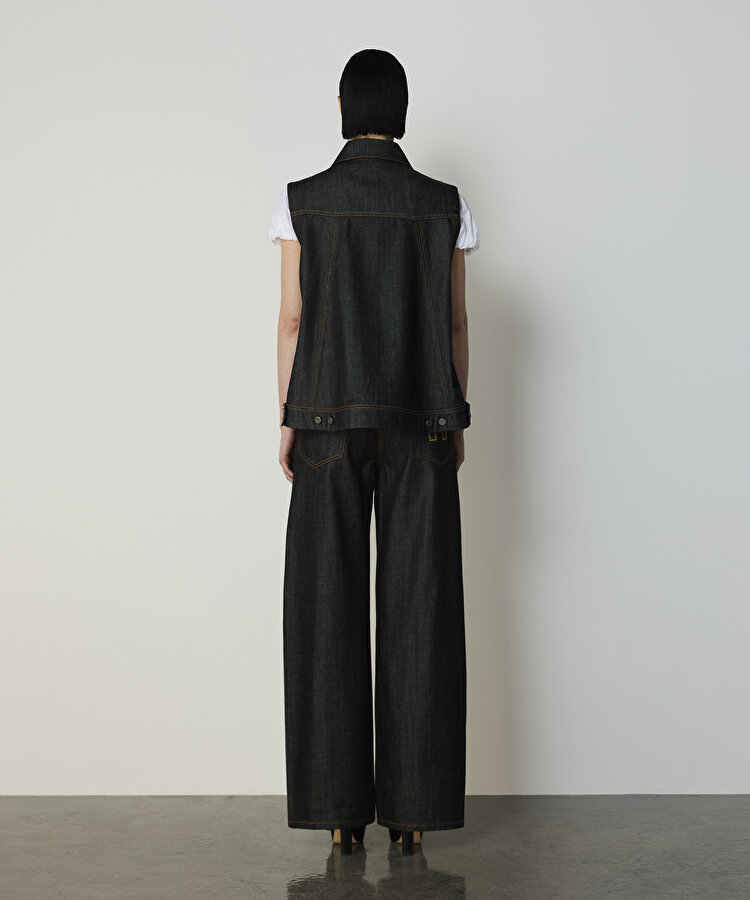 KONTRAST DİKİŞLİ DENİM YELEK