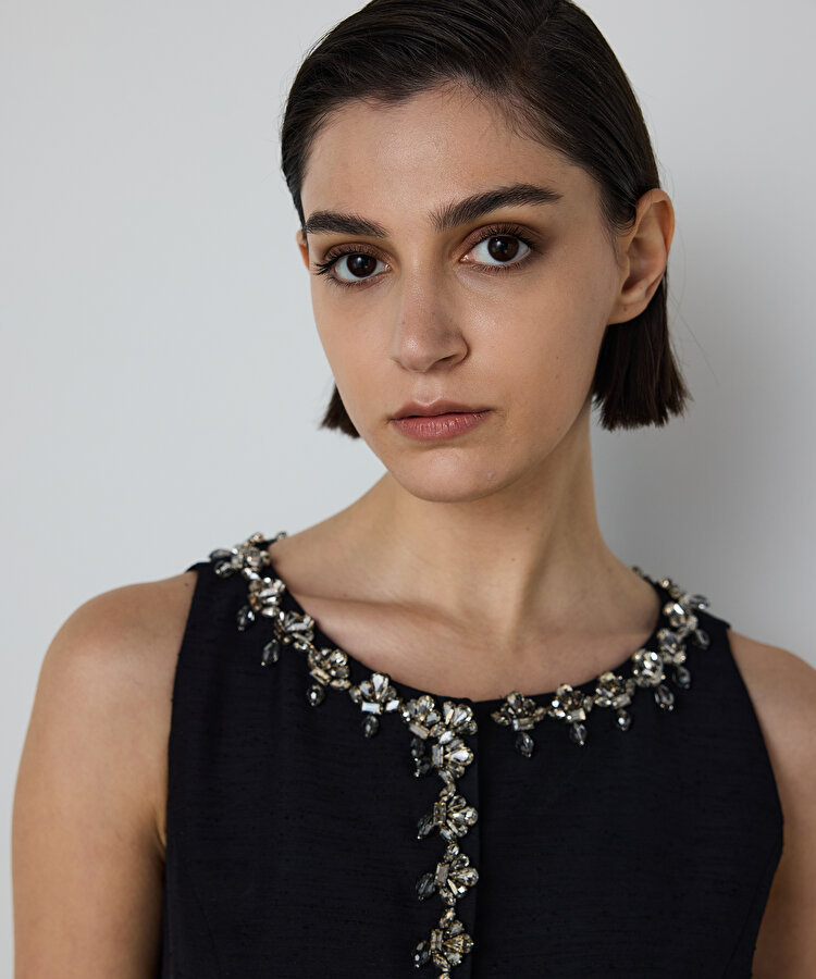 STRASS TAŞ İŞLEMELİ PEPLUM YELEK