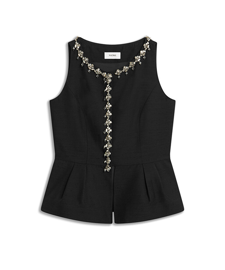 STRASS TAŞ İŞLEMELİ PEPLUM YELEK