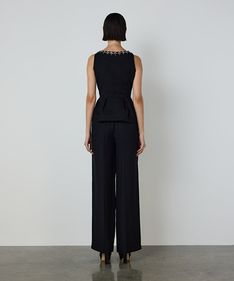 STRASS TAŞ İŞLEMELİ PEPLUM YELEK