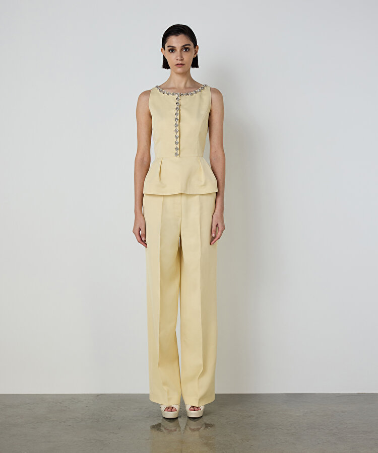 STRASS TAŞ İŞLEMELİ PEPLUM YELEK