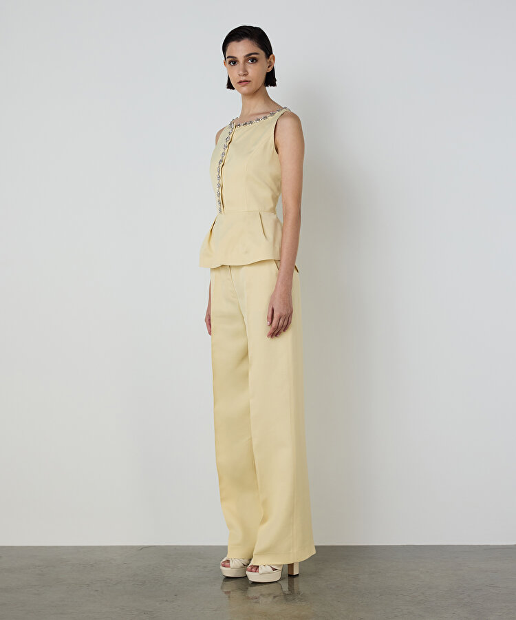 STRASS TAŞ İŞLEMELİ PEPLUM YELEK