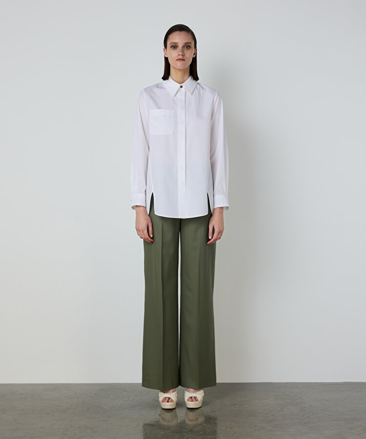 YIRTMAÇLI POPLİN GÖMLEK