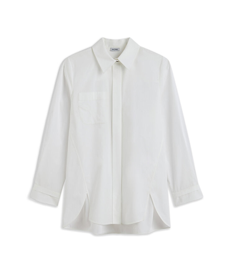 YIRTMAÇLI POPLİN GÖMLEK