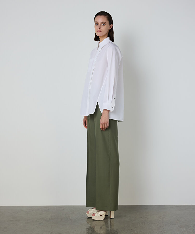 YIRTMAÇLI POPLİN GÖMLEK