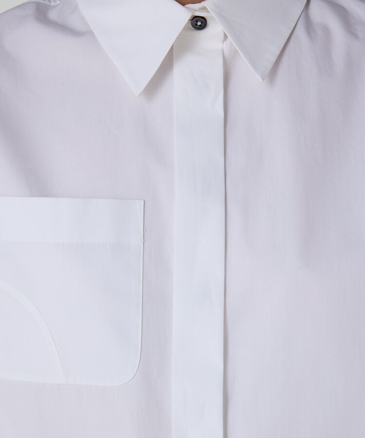 YIRTMAÇLI POPLİN GÖMLEK