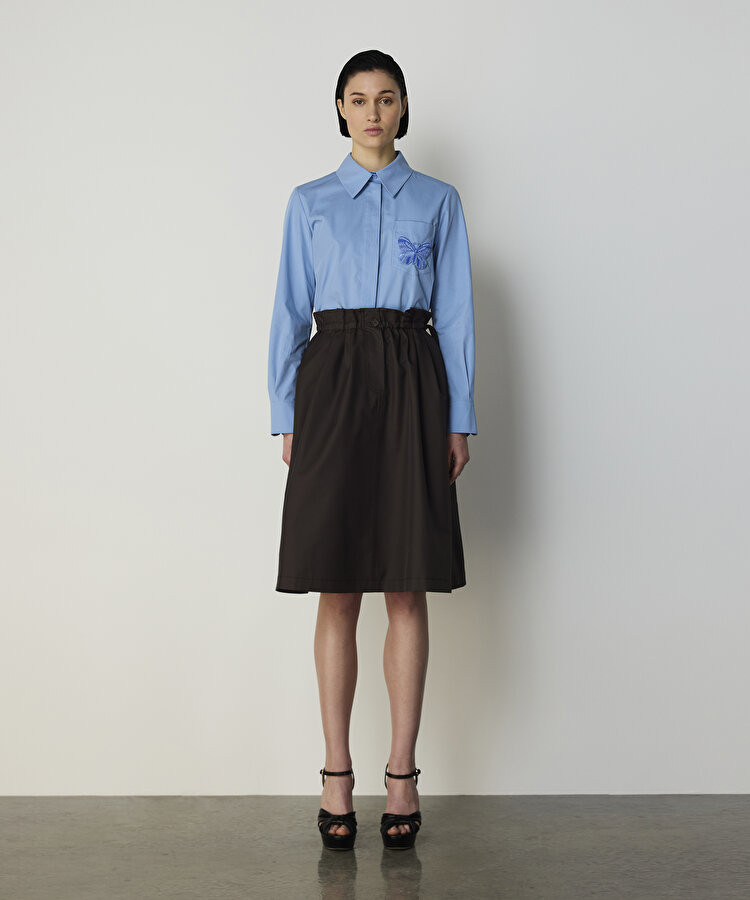 KELEBEK NAKIŞLI POPLİN GÖMLEK