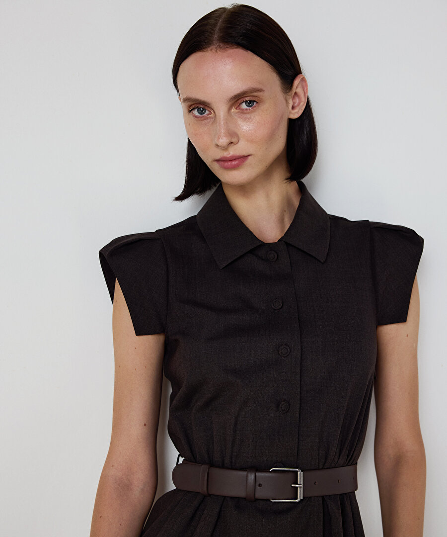 YÜNLÜ GÖMLEK YAKA ELBİSE