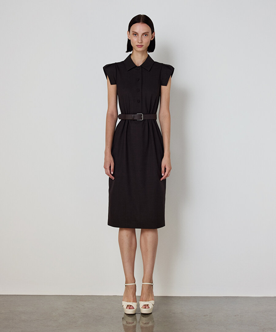 YÜNLÜ GÖMLEK YAKA ELBİSE