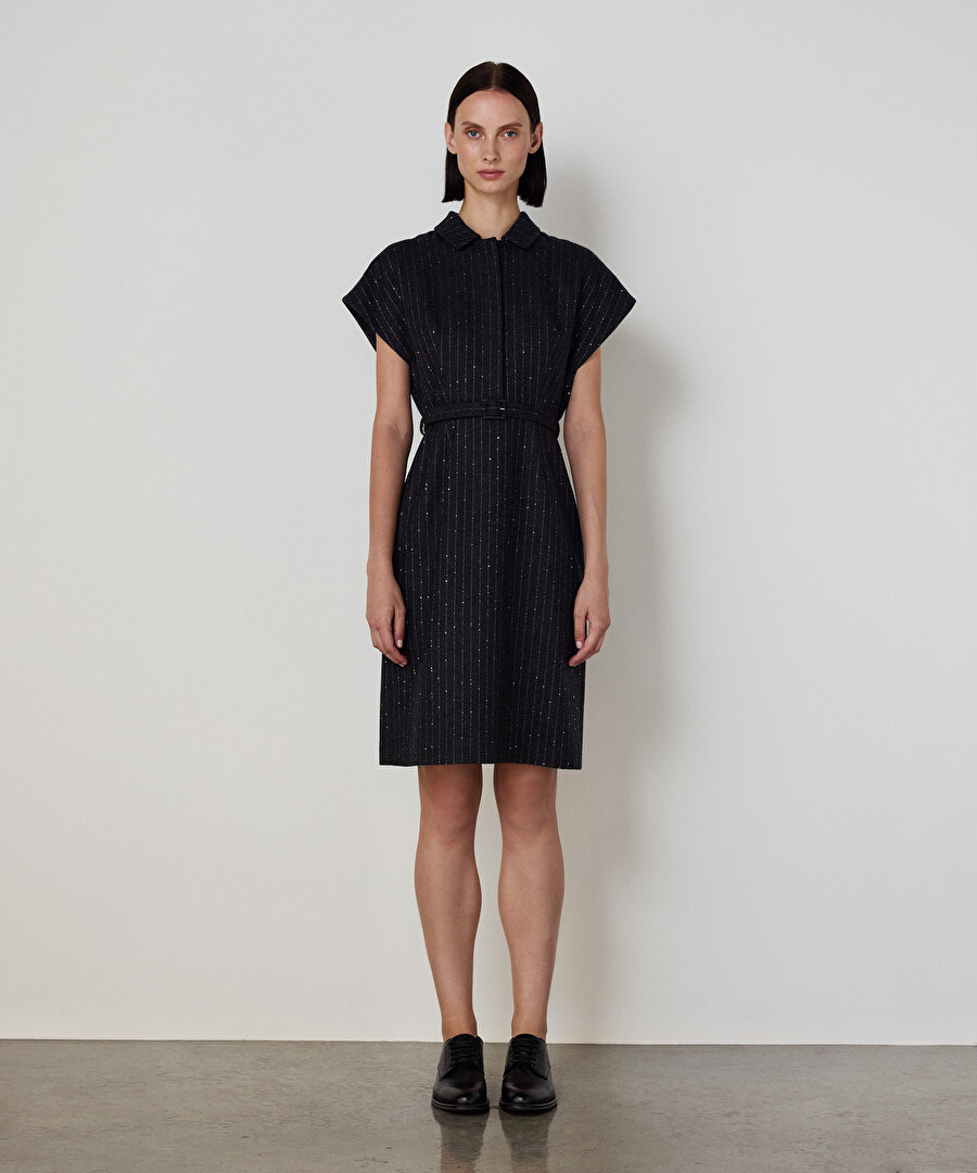 KEMERLİ FLANEL ELBİSE