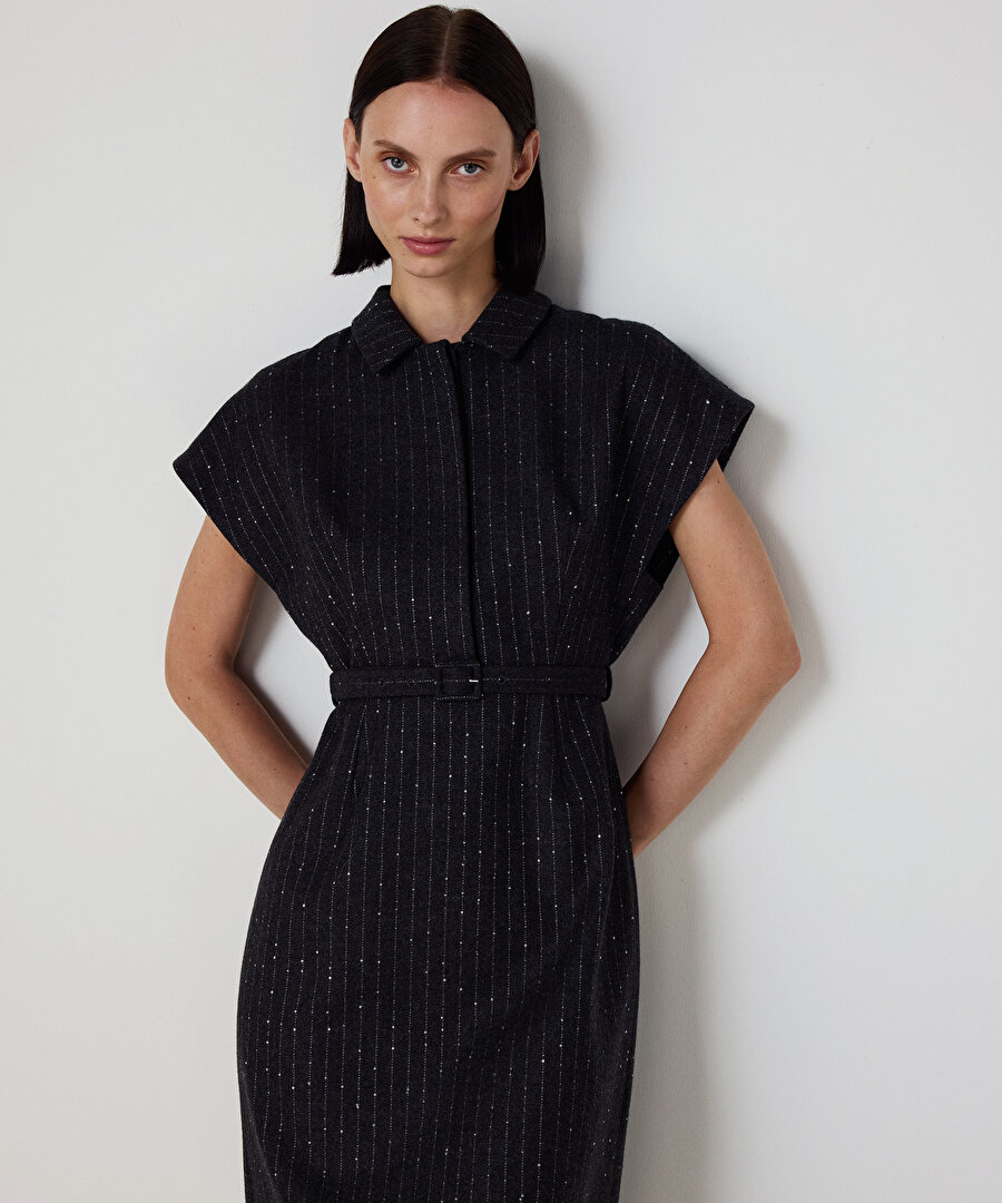 KEMERLİ FLANEL ELBİSE