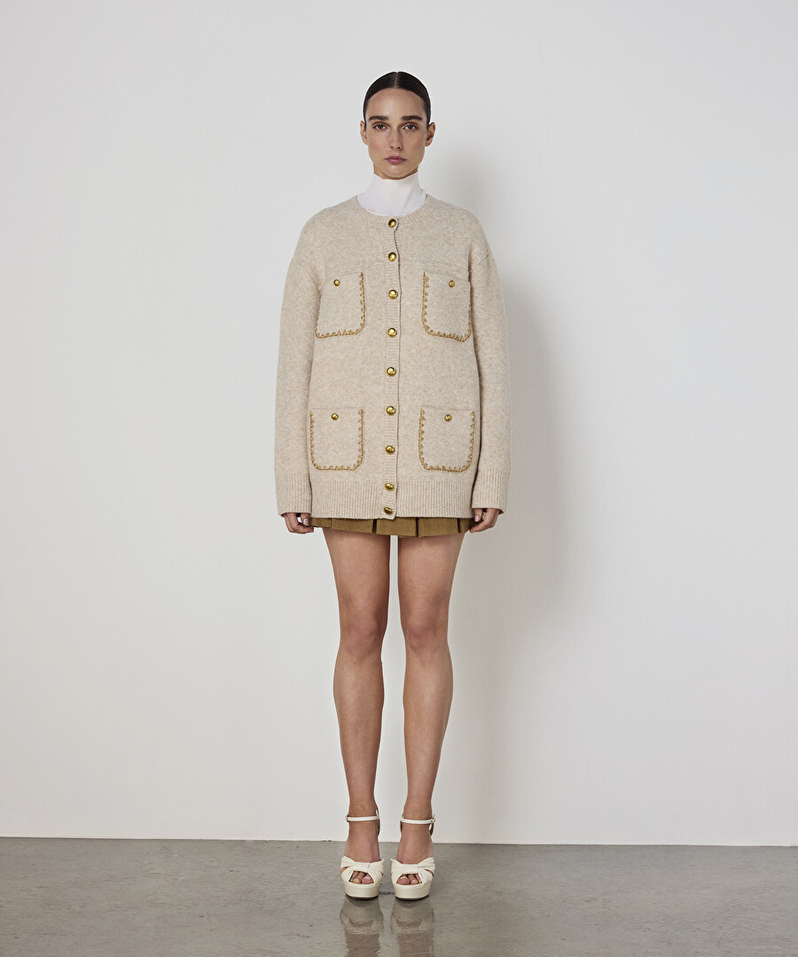 KONTRAST NAKIŞLI TRİKO HIRKA