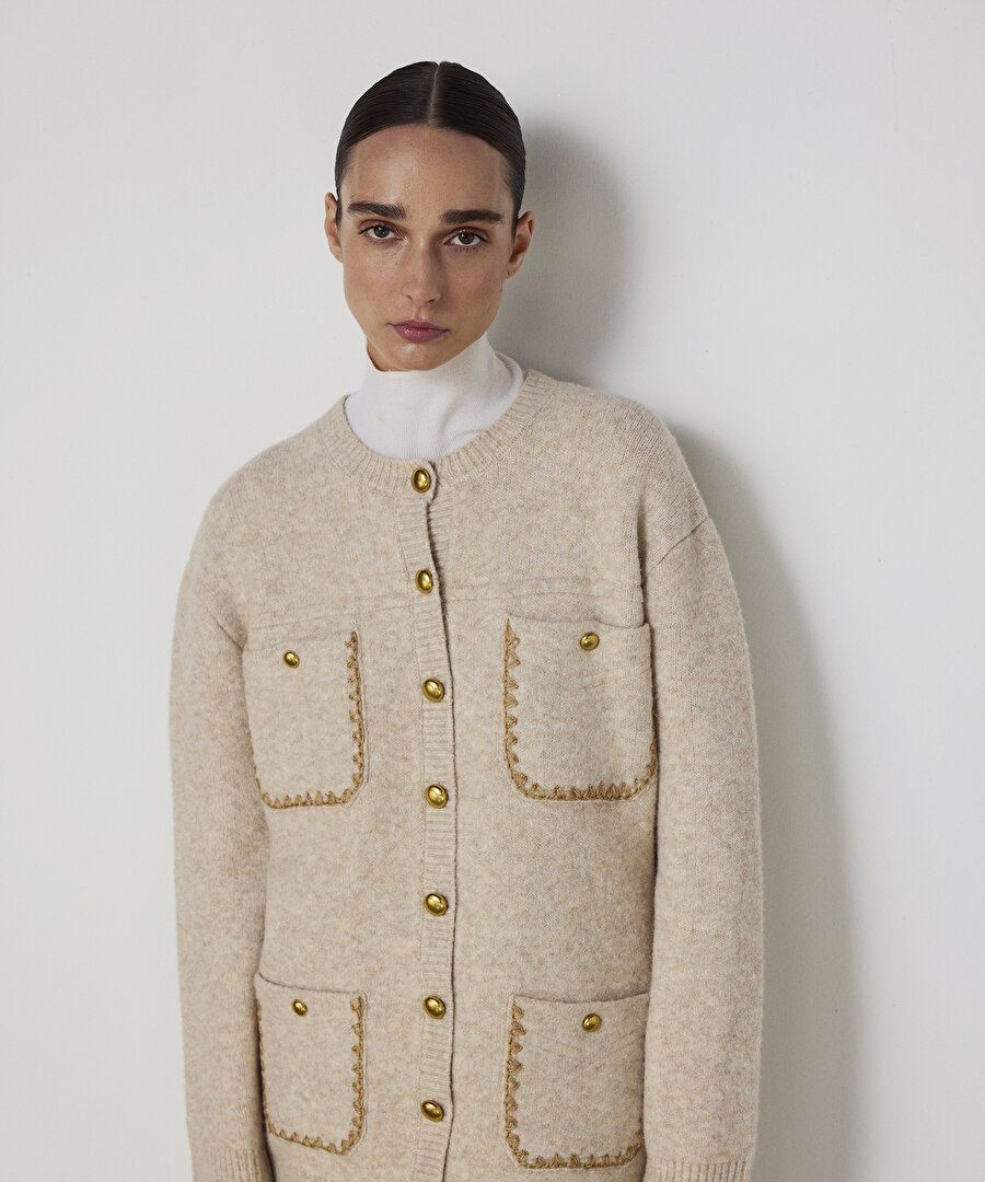 KONTRAST NAKIŞLI TRİKO HIRKA