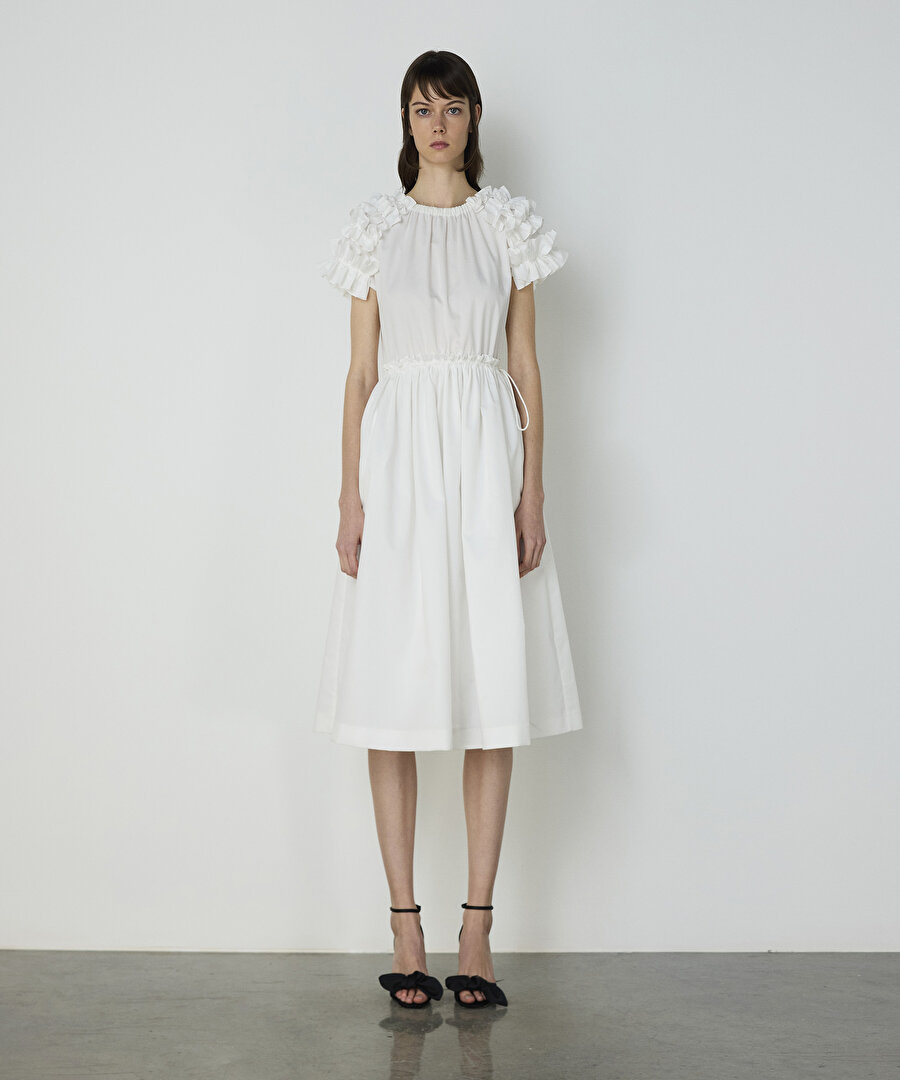 Fırfırlı poplin elbise