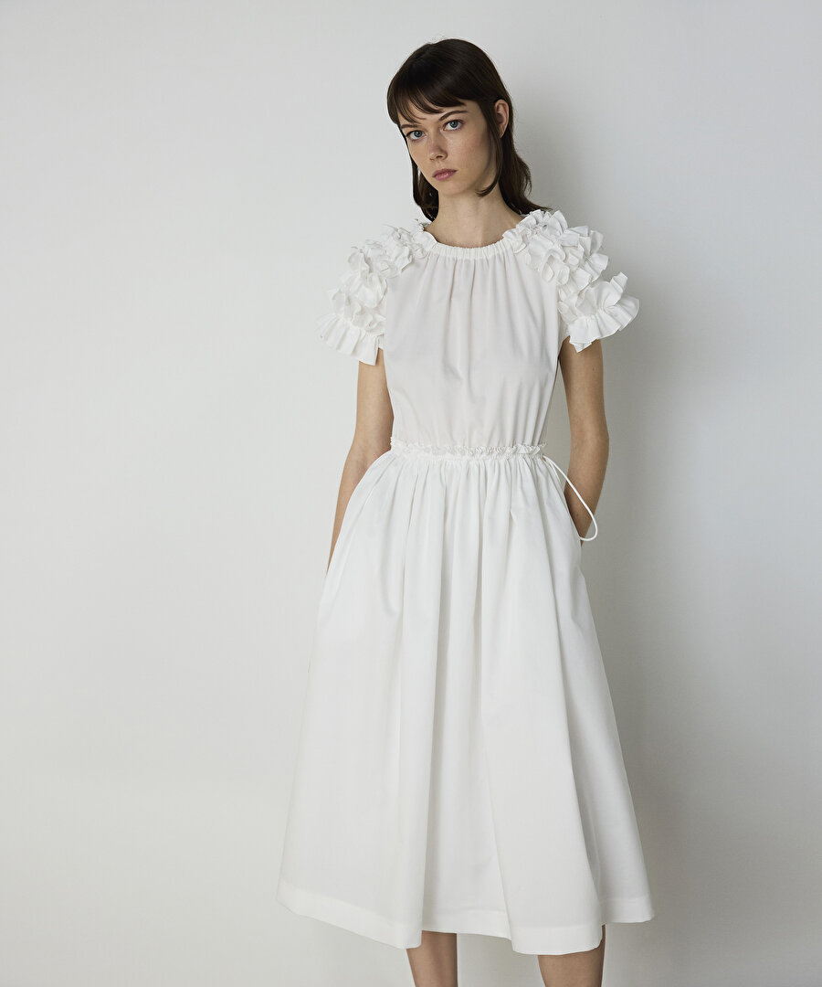 Fırfırlı poplin elbise